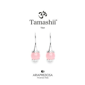 Orecchini Tamashii Ear-Drops in Argento con Giada rosa